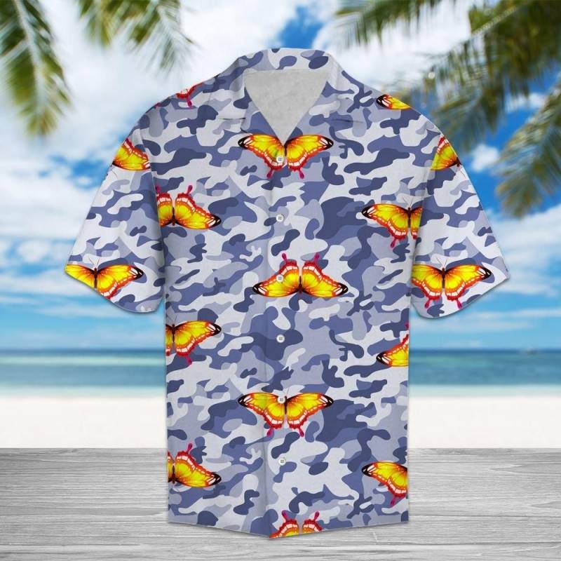 Artsyhomes Butterfly Camo Hawaiian Ha75150