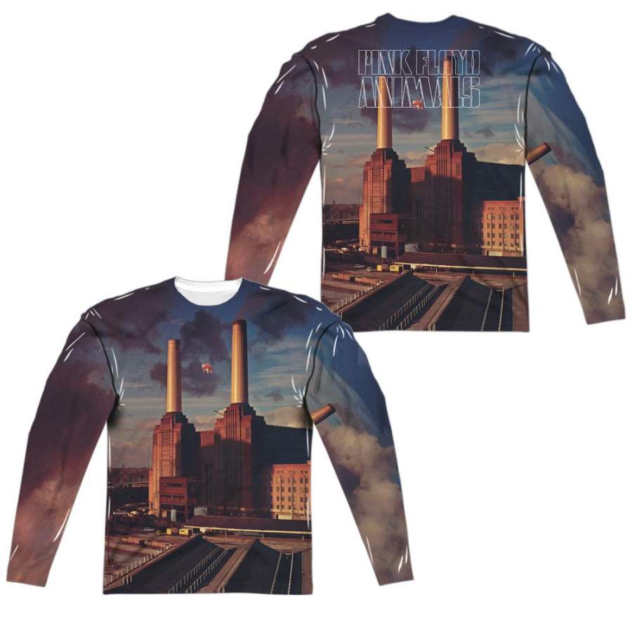 Pink Floyd Special Order Animals (Front/Back Print) Men’s Regular Fit 100% Polyester Long-Sleeve T-Shirt