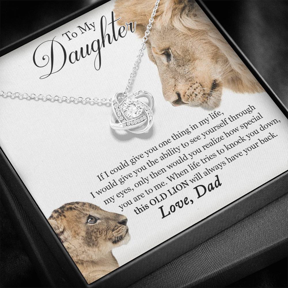 To My Daughter – This Old Lion Will Always Have Your Back – Knot Necklace