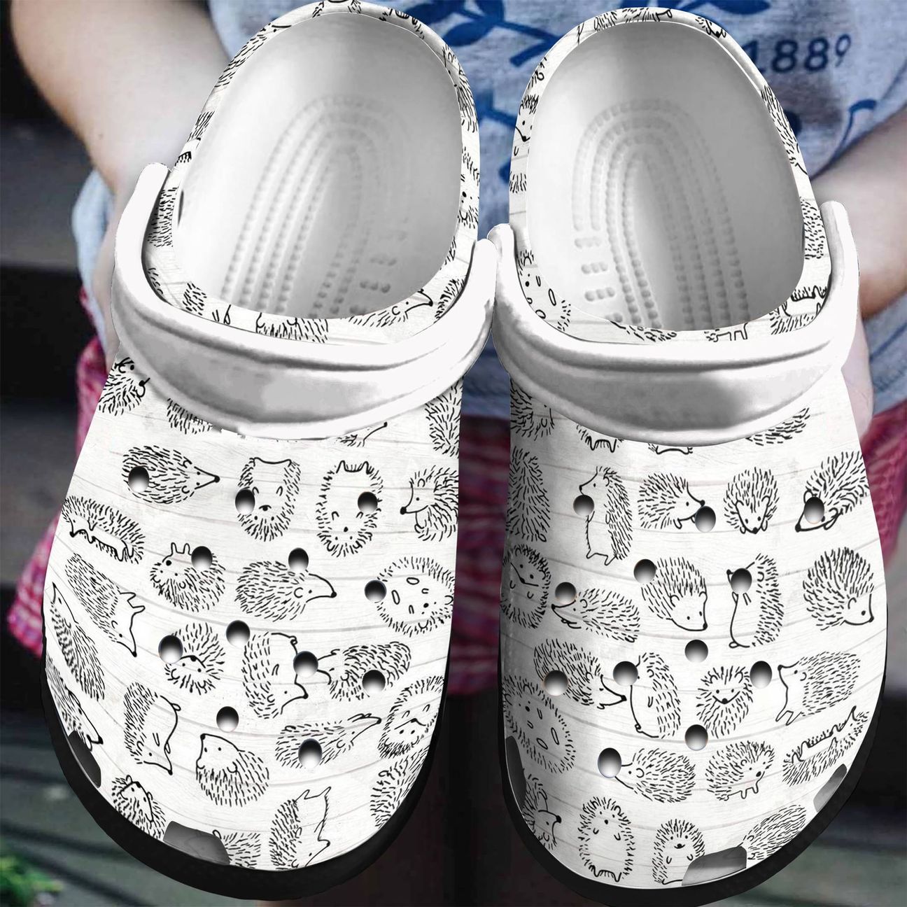 Hedgehog Personalized Clog, Custom Name, Text, Color, Number Fashion Style For Women, Men, Kid, Print 3D Hedgehog Sketch