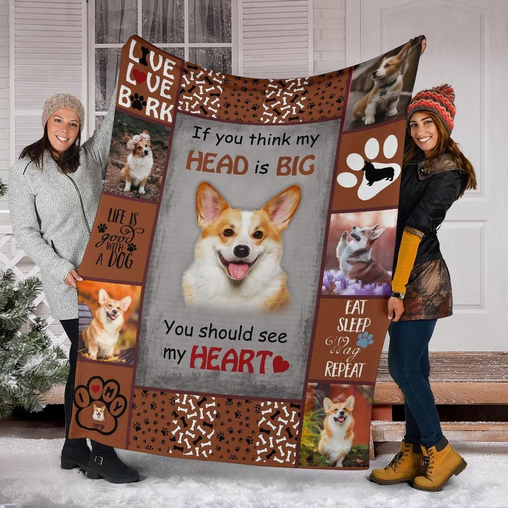 Corgi Blanket You Should See My Heart, Christmas Gift, Dog Lover Blanket