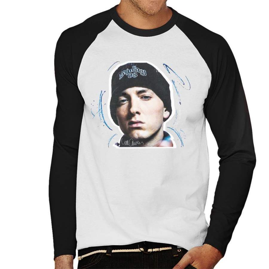 Sidney Maurer Original Portrait Of Eminem Shady Hat Men’s Baseball Long Sleeved T-Shirt