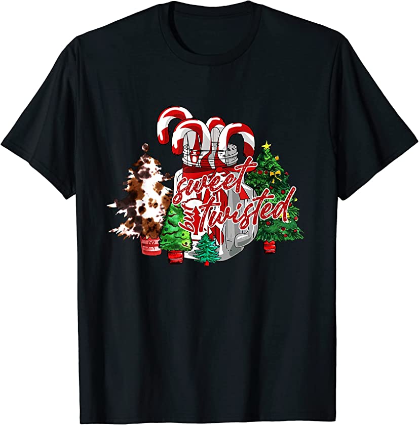 Sweet But Twisted Funny Candy Cane Leopard Christmas Tree T-Shirt