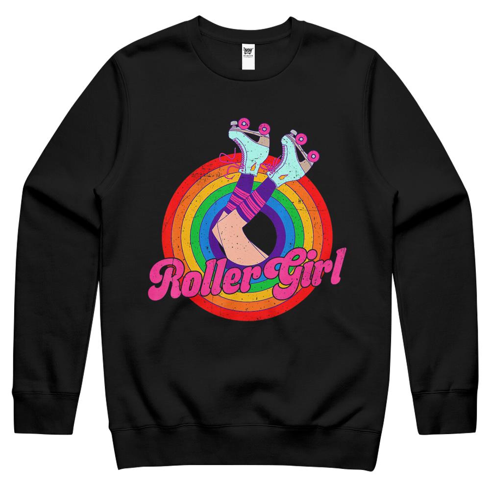 Roller Girl Skater Skating Retro Vintage 70S 80S Skates Crewneck Sweatshirt