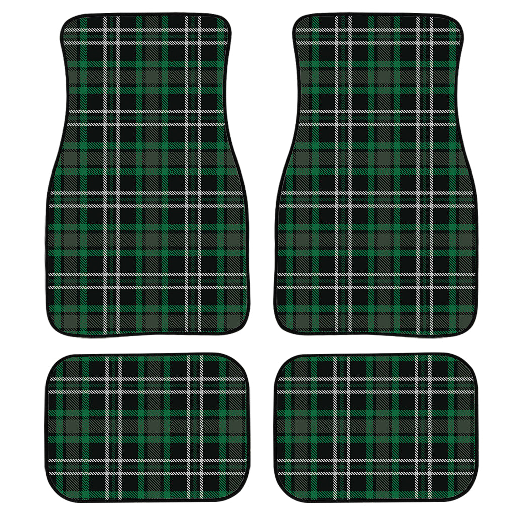 Green Black And White Tartan Print Front And Back Car Floor Mats, Front Car Mat