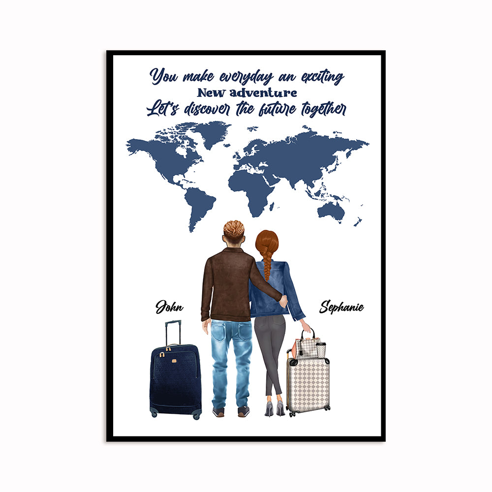 Custom Personalized hairstyle name Valentine’s day wall prints poster gift ideas for room him boyfriend husband her girlfriend wife couple – Couple Adventure TY2412 – Personalizedwitch