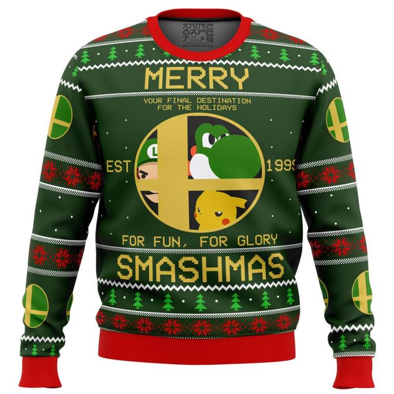 Super Smash Bros Merry Smashmas Premium Ugly Christmas Sweater