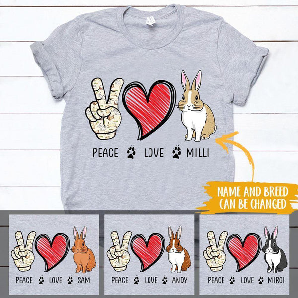 Rabbit Shirt Customized Peace Love Rabbit Personalized Gift