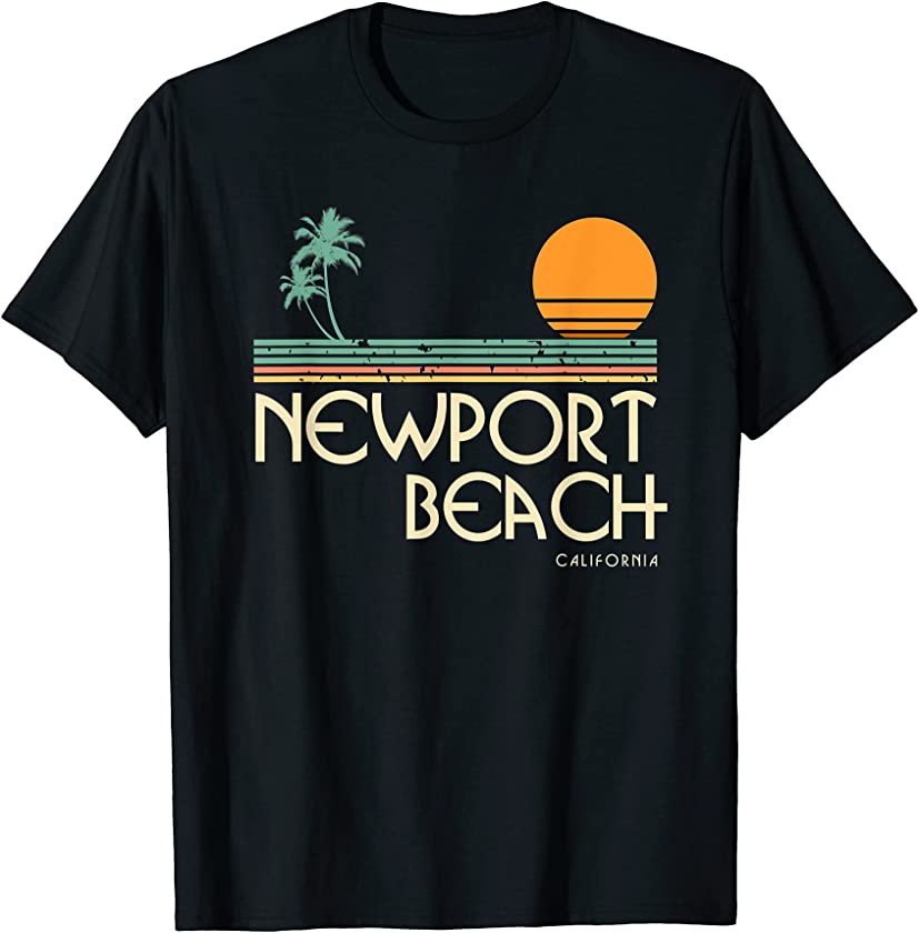 Vintage Newport Beach California Sunset Palms T-Shirt