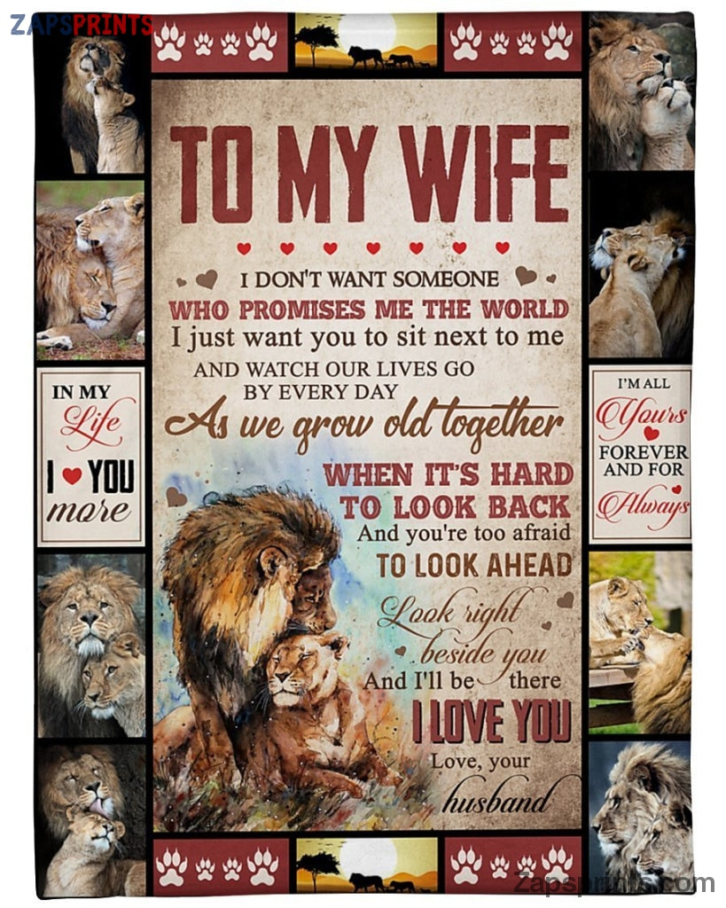 To My Wife Lion Blanket Gifts For Wife – Custom Blanket / Personalized Blankets / Photo Blanket – Fleece Blanket / Sherpa Blanket