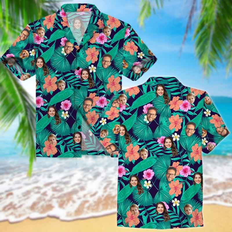 Summer Hawaii Custom Face Personalized Aop Hawaii Shirt Gift For Couple Ha62605