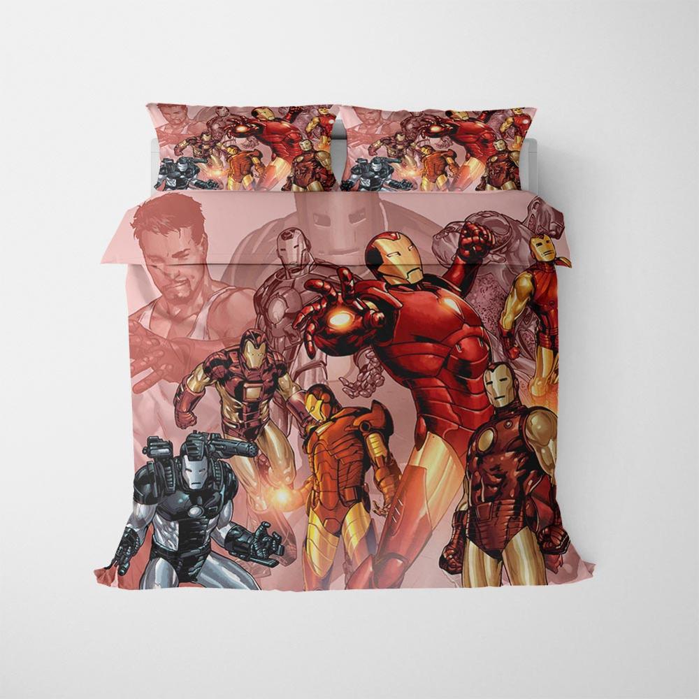 3D Iron Man Bedding Sets Fashion Duvet Cover Set Double Queen King Bedclothes Pillowcase Anime Blue Cover Sets