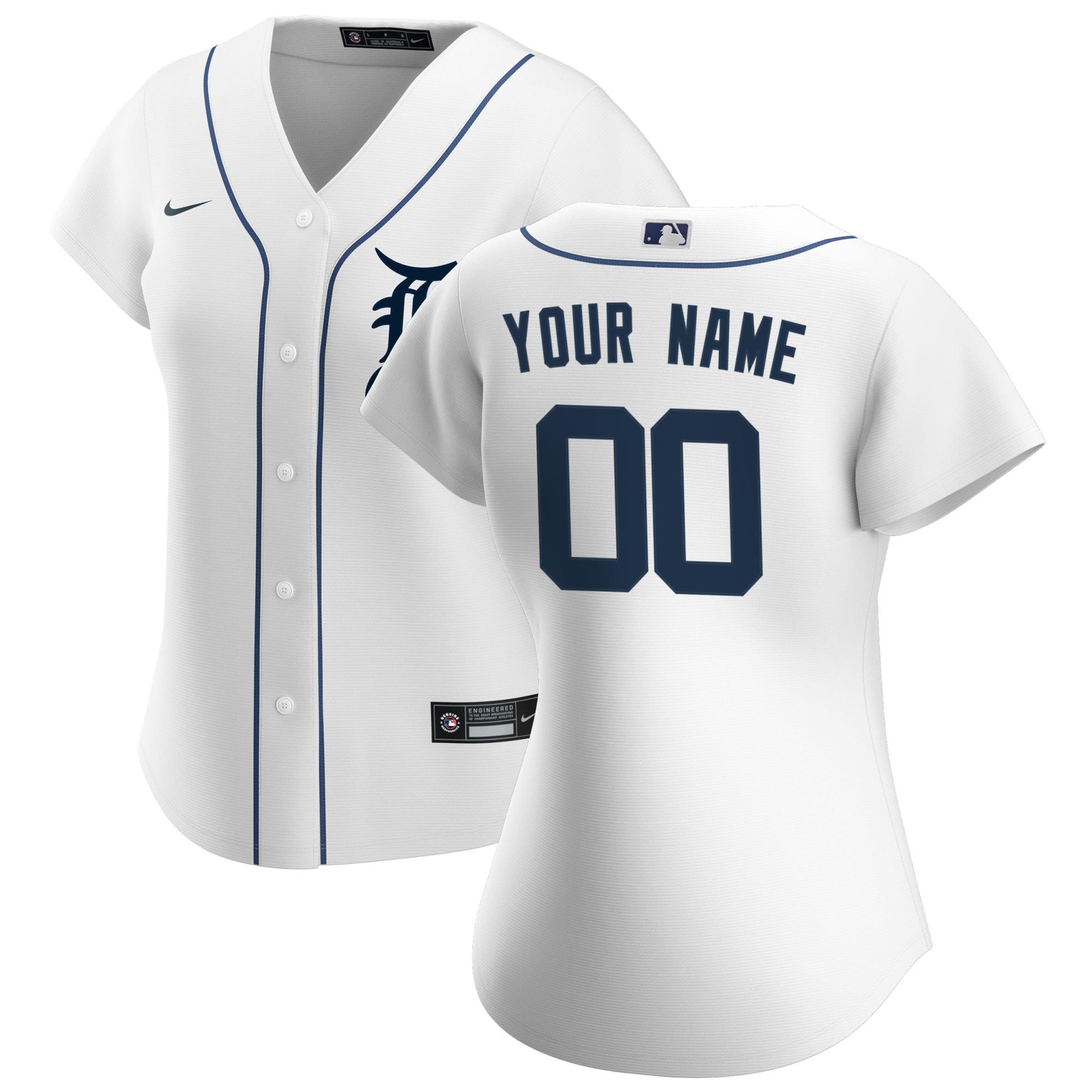 Women’s Detroit Tigers White Home Custom Jersey