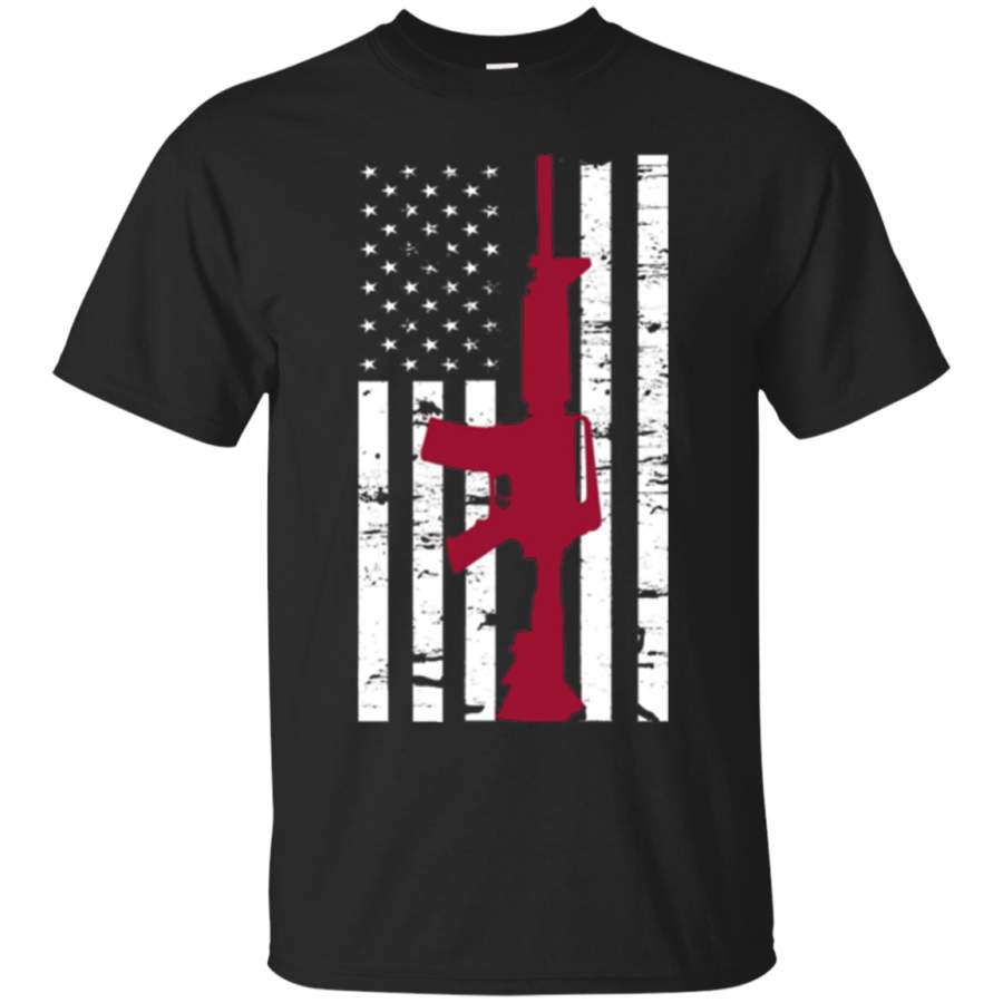 AGR American Flag Machine Gun T-Shirt July 4th