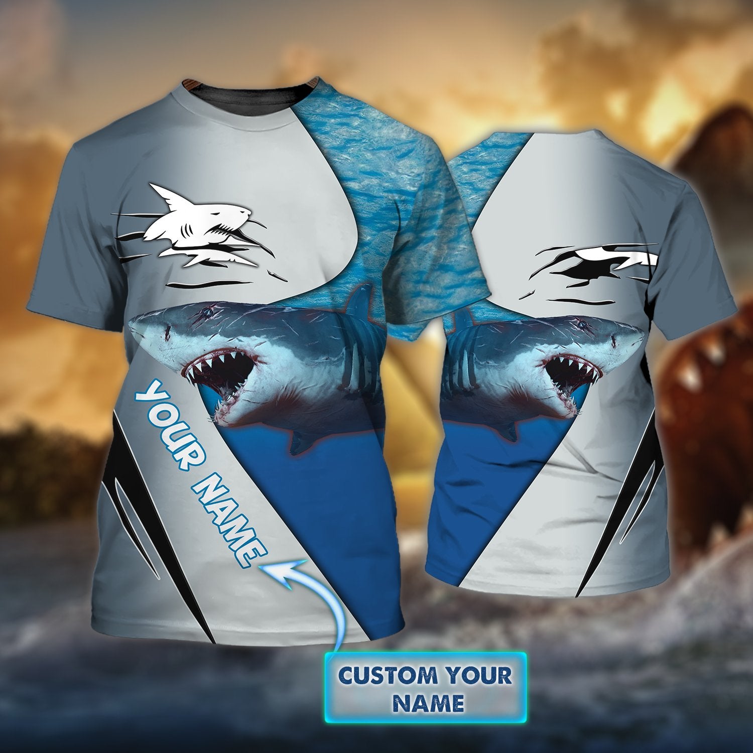 Shark Lovers – Personalized Name 3D Tshirt 54 – Tra96