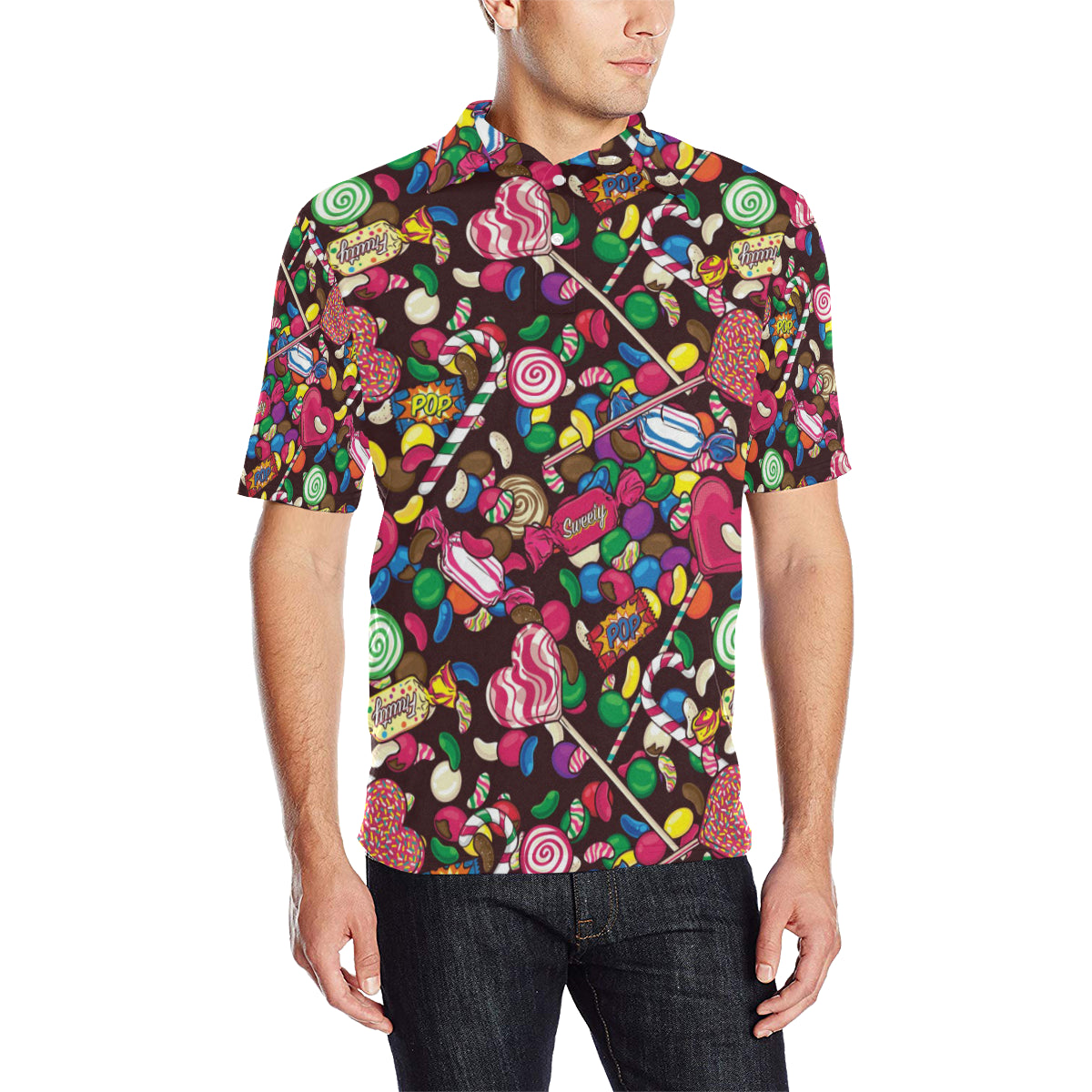 Candy Pattern Print Design Ca02 Men Polo Shirt