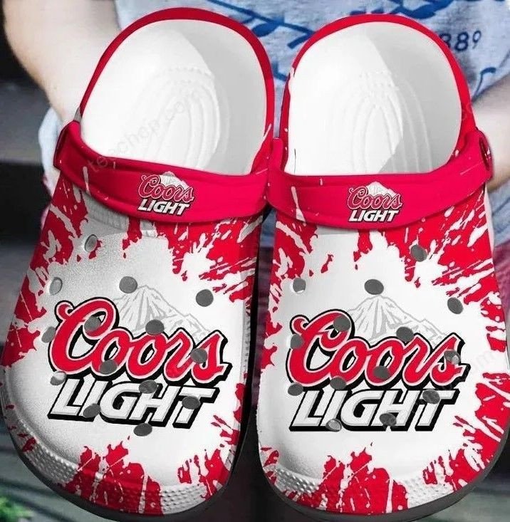 Coors Light Beer On Red Pattern Clogs Clogband Clog Comfortable Water Shoes