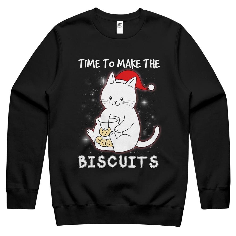 Time To Make The Biscuits Shirt Kitten Cat Kneading Dough Crewneck Sweatshirt