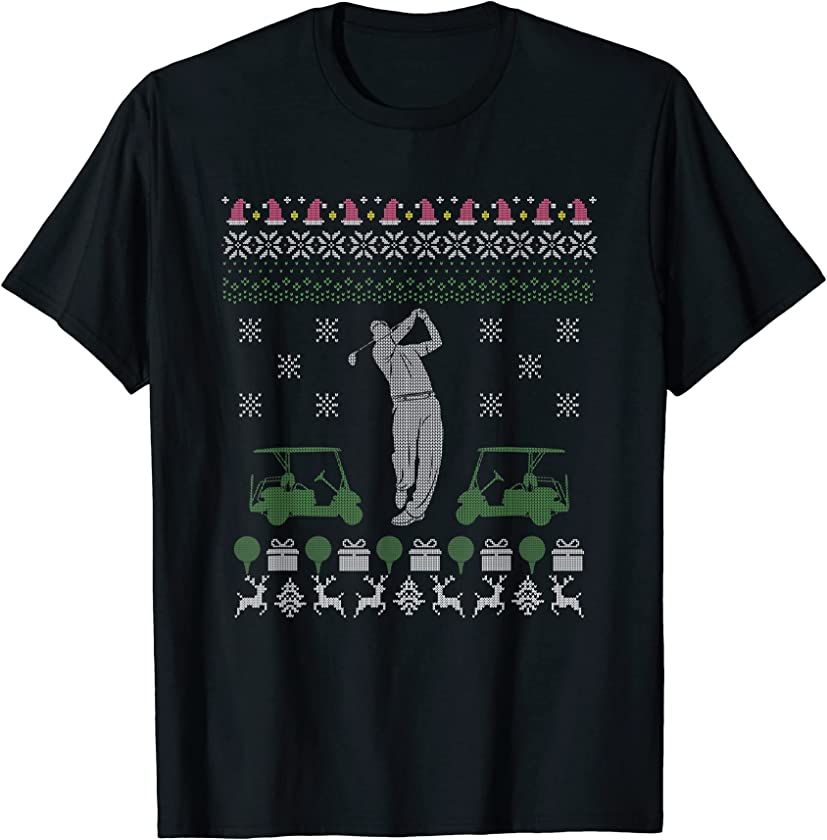 Ugly Christmas Golf Swing Golfer X-Mas Santa Claus New Year T-Shirt