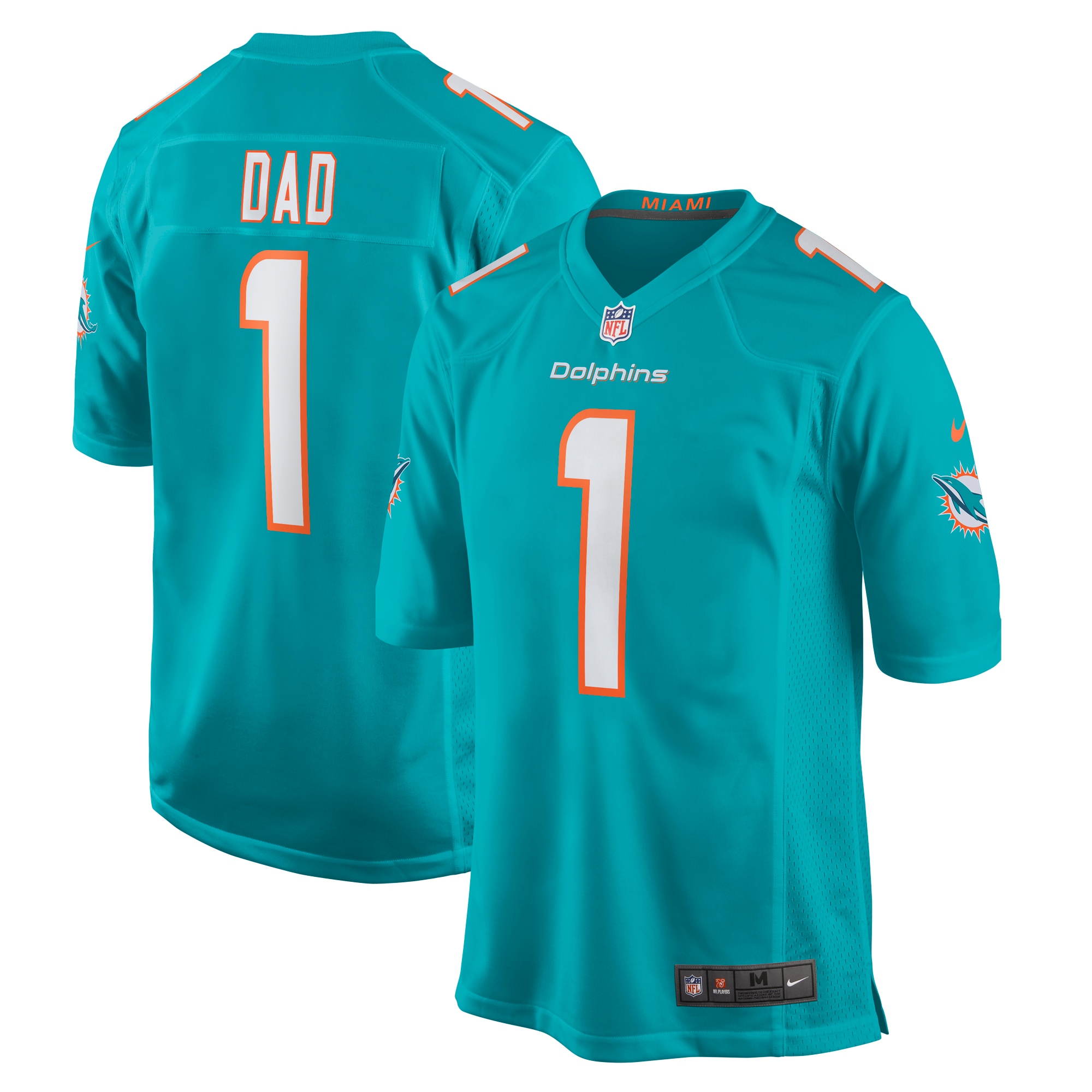 Number 1 Dad Miami Dolphins Game Jersey – Aqua