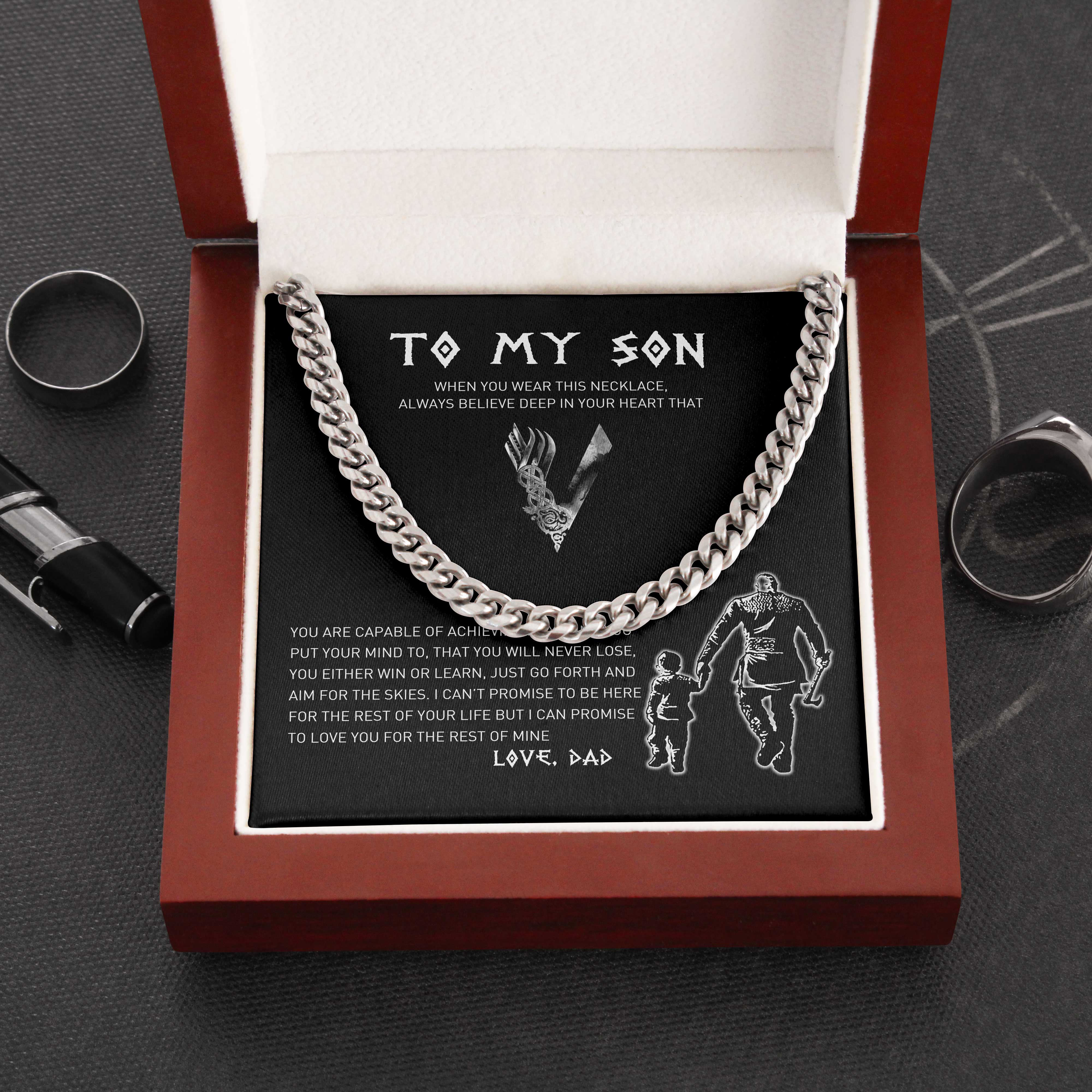 To My Son – Always Believe In Your Heart – Cuban Link Chain Necklace