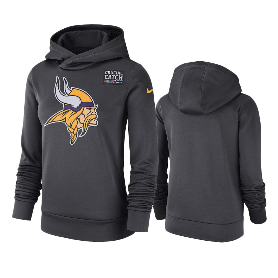 Women Minnesota Vikings Anthracite Crucial Catch Hoodie