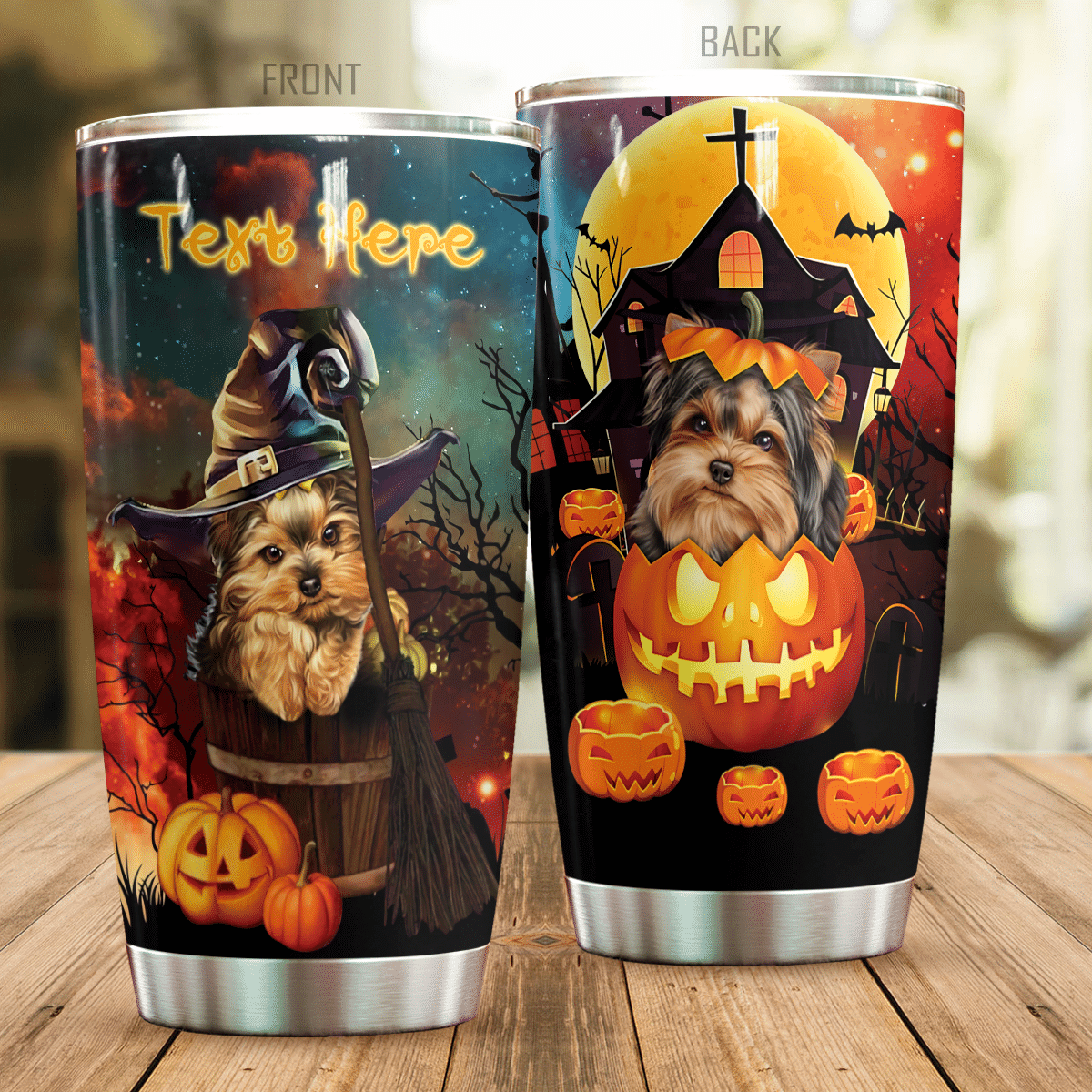 Yorkshire Tumbler Personalized Yorkshire Halloween HR14