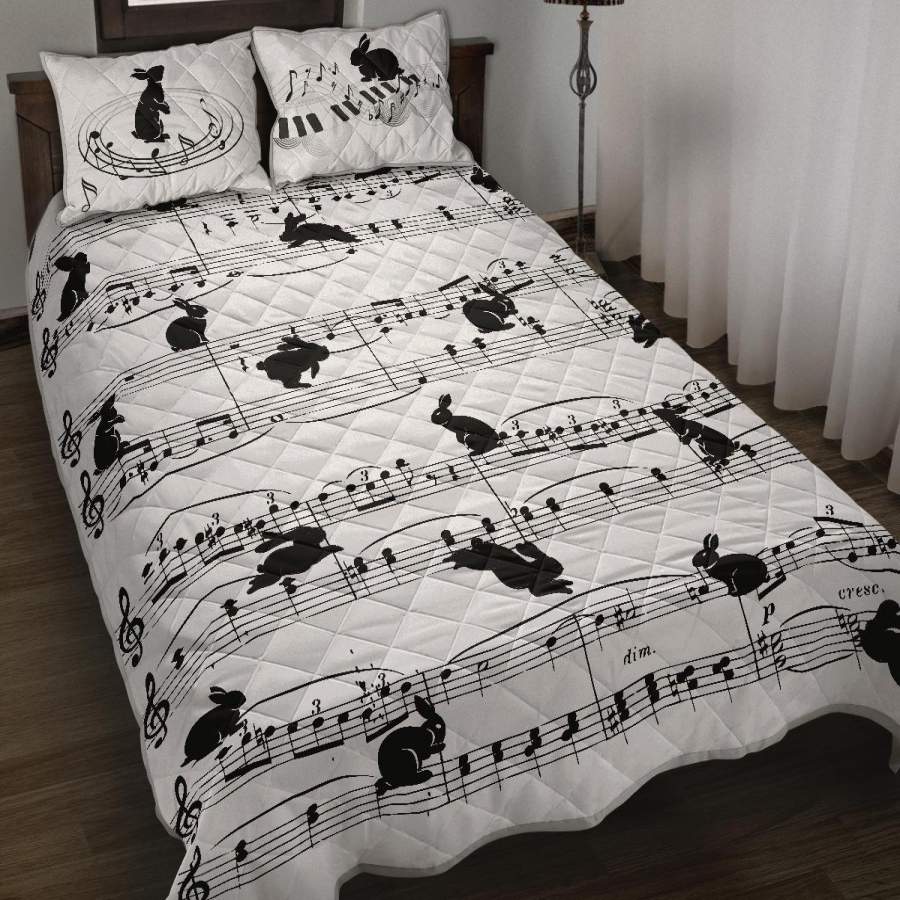 Rabbit Dabbing Music Quilt Bed Set