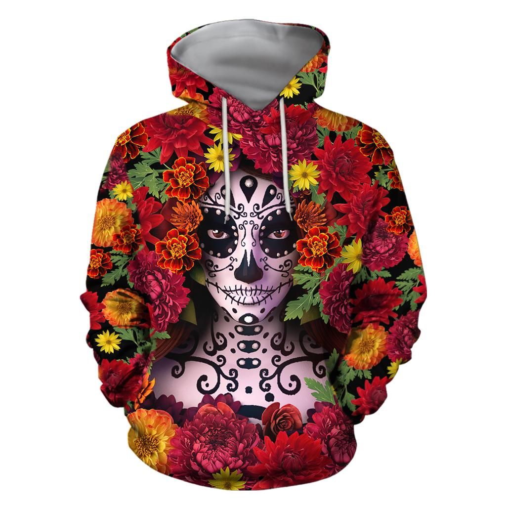 Tattoo Girl Mexico Day Of The Dead Unisex Hoodie 3D #Va