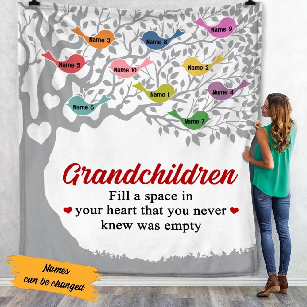 [Personalized Name] Grandma Family Tree Fleece Blanket, Sherpa Blanket, Gift For Parent, Family Member, Friends Gift, Christmas Gift, Home Decor, Home Living