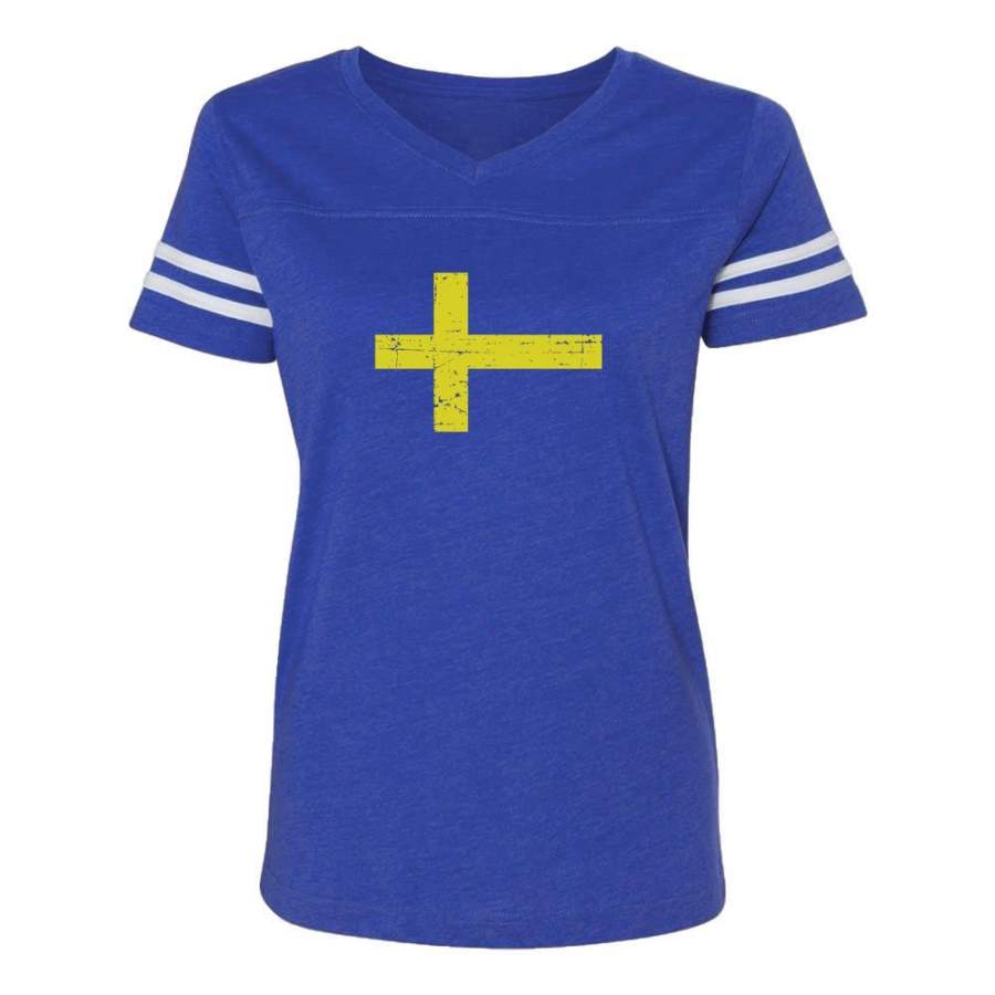 Vintage Sweden Flag Women Football Jersey T-Shirt