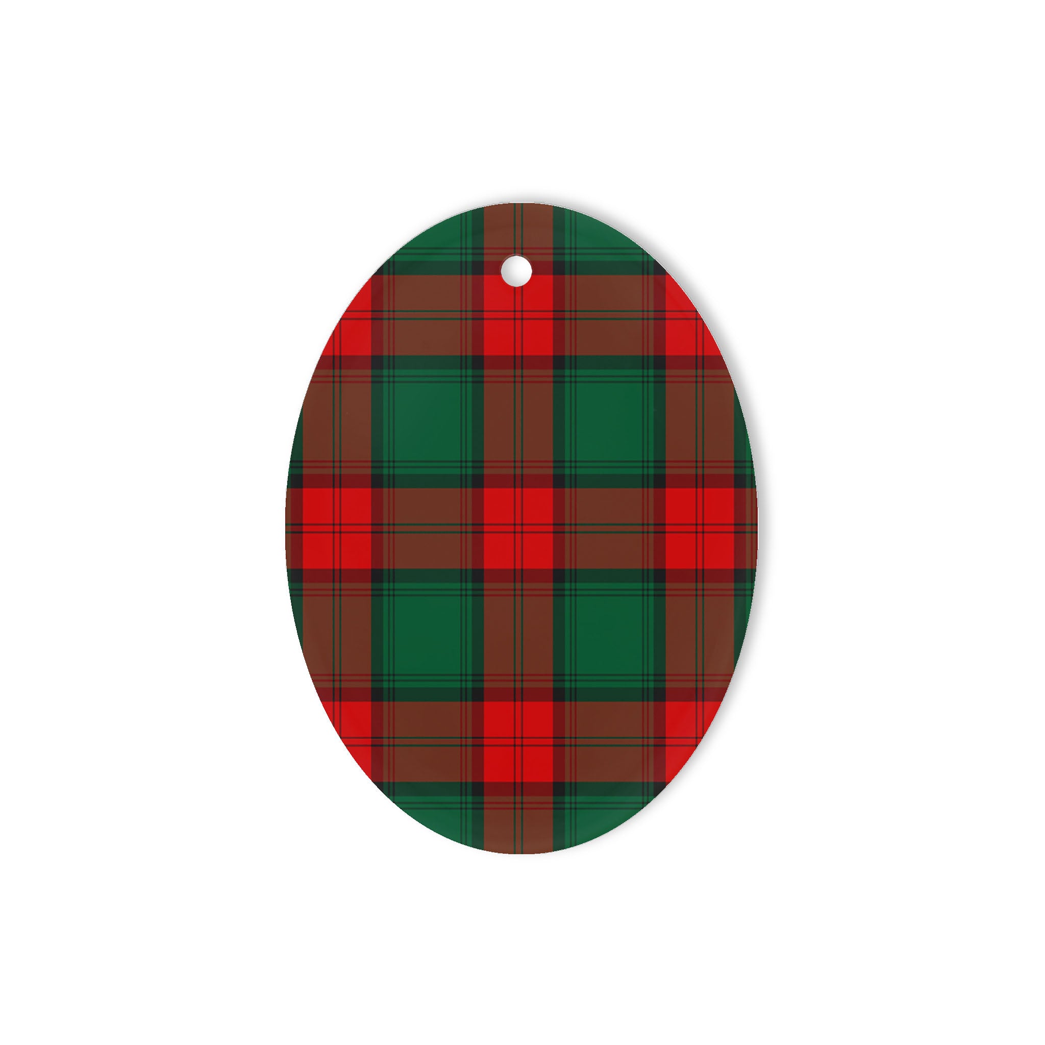 Stewart Atholl Modern Tartan Oval Ornaments, Christmas Tree Ornament, Plaid Christmas Ornaments, Ceramic Oval Christmas Tree Decoration