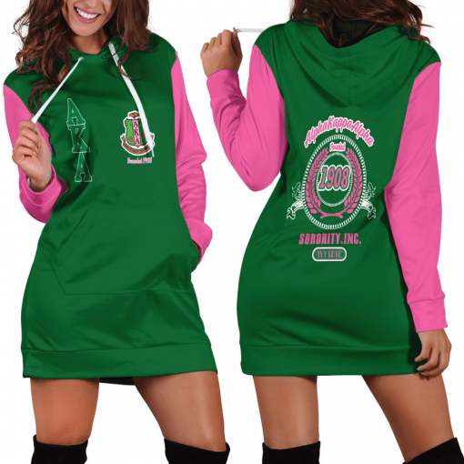 Alpha Kappa Alpha Founded 1908 Sorority Inc Green And Pink Hoodie Dress