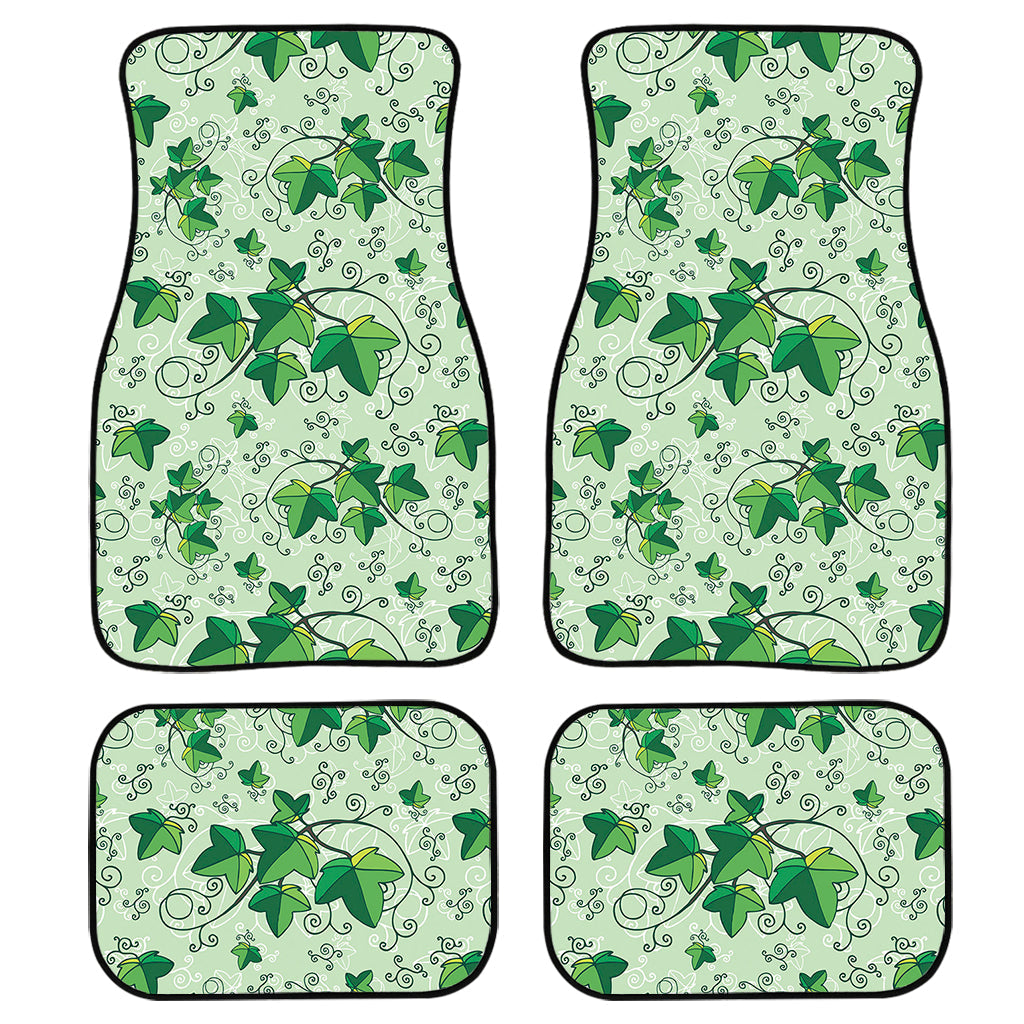 Christmas Ivy Leaf Pattern Print Front And Back Car Floor Mats, Front Car Mat