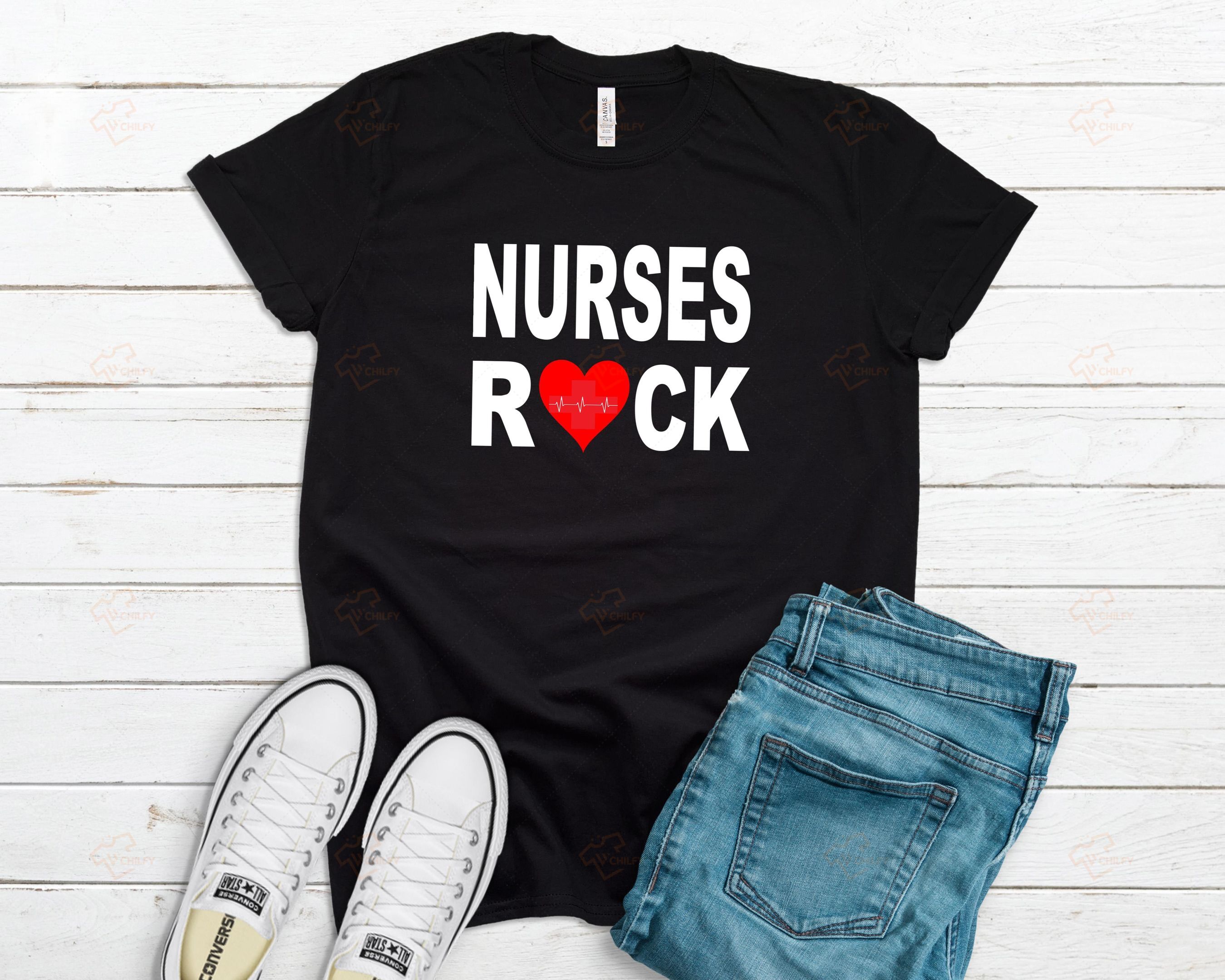 Nurses Rock Heart Shirt, Cute Nurse Shirt, Gift For Nurse, Future Nurse, Med Student Gift