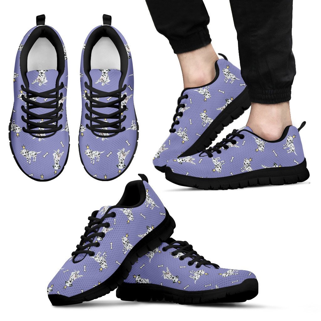 Puppy Dalmatian Dog Pattern Print Black Sneaker Shoes For Men Women