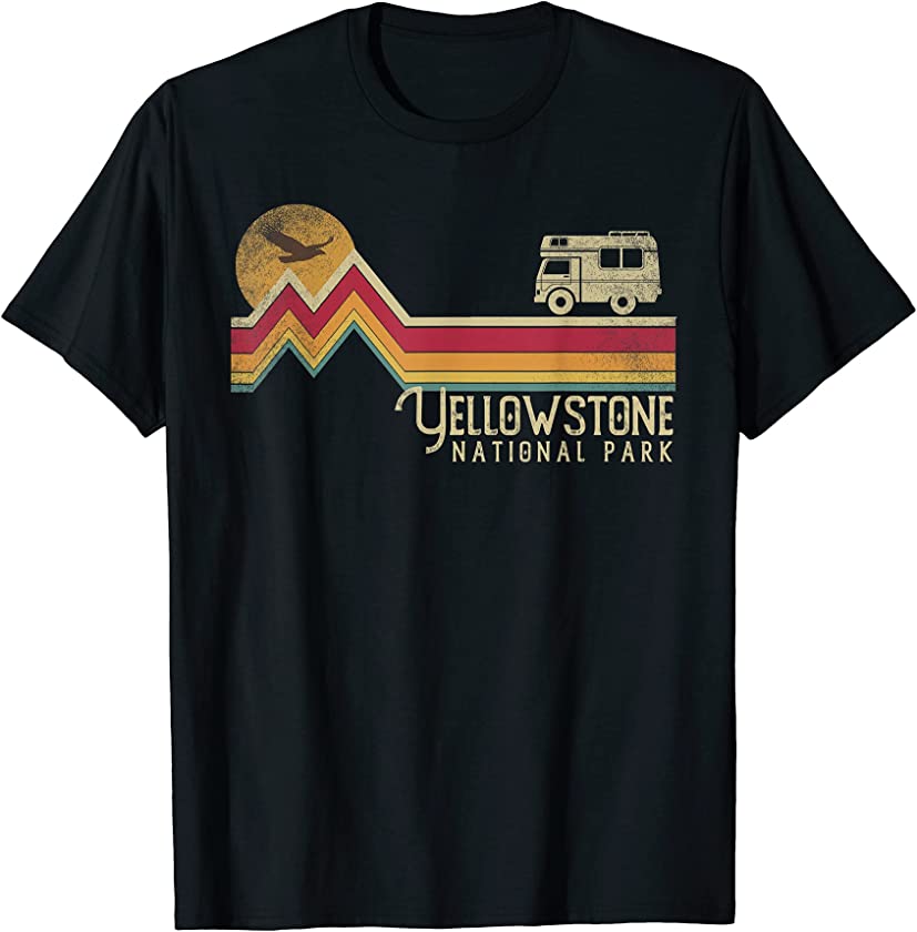 Yellowstone National Park Vintage Retro Style Mountain Camp T-Shirt