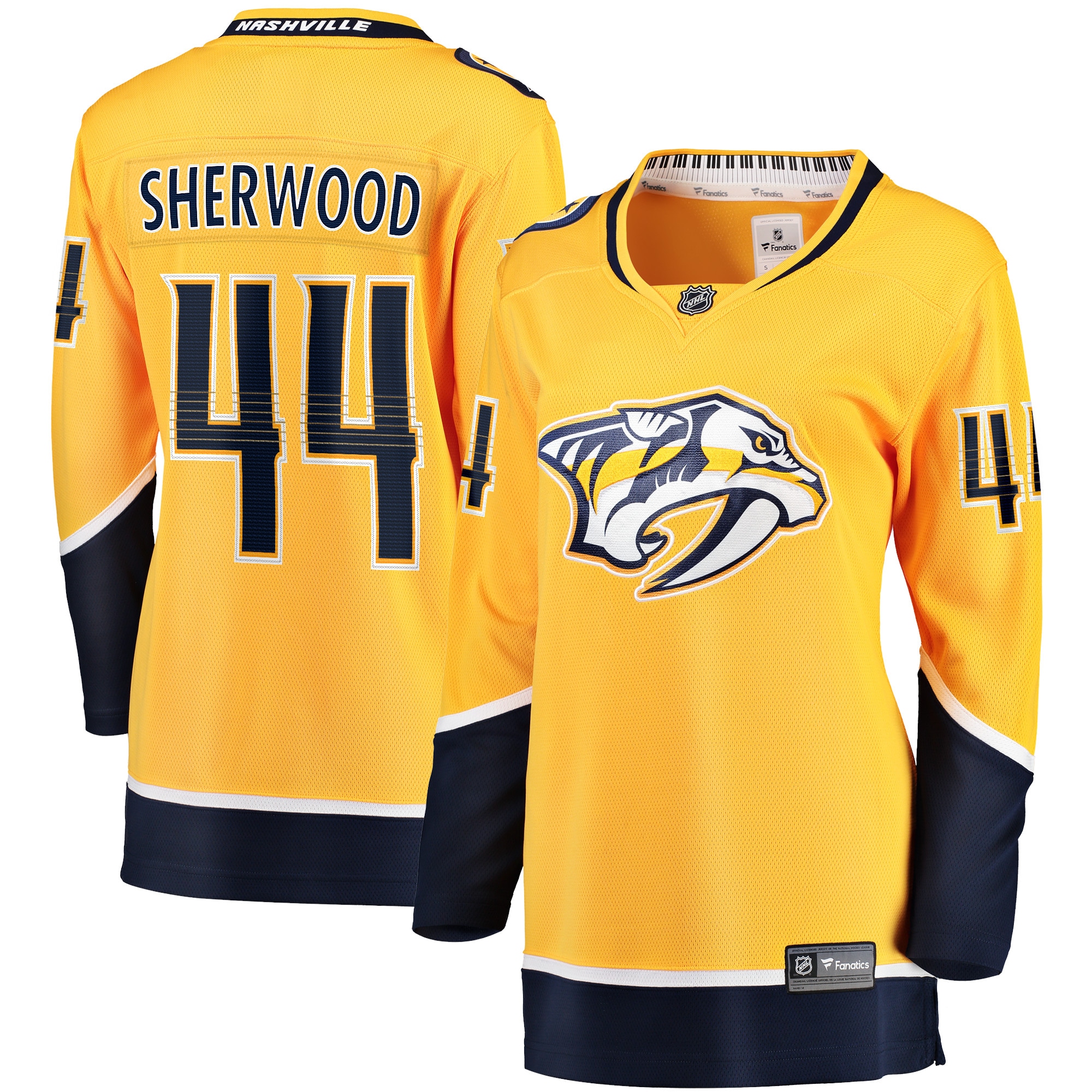 Kiefer Sherwood Nashville Predators Branded Women's Home Breakaway Player Jersey – Gold