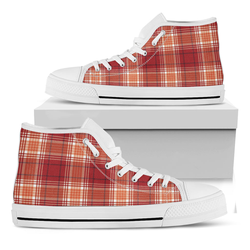 Western Tartan Pattern Print White High Top Shoes