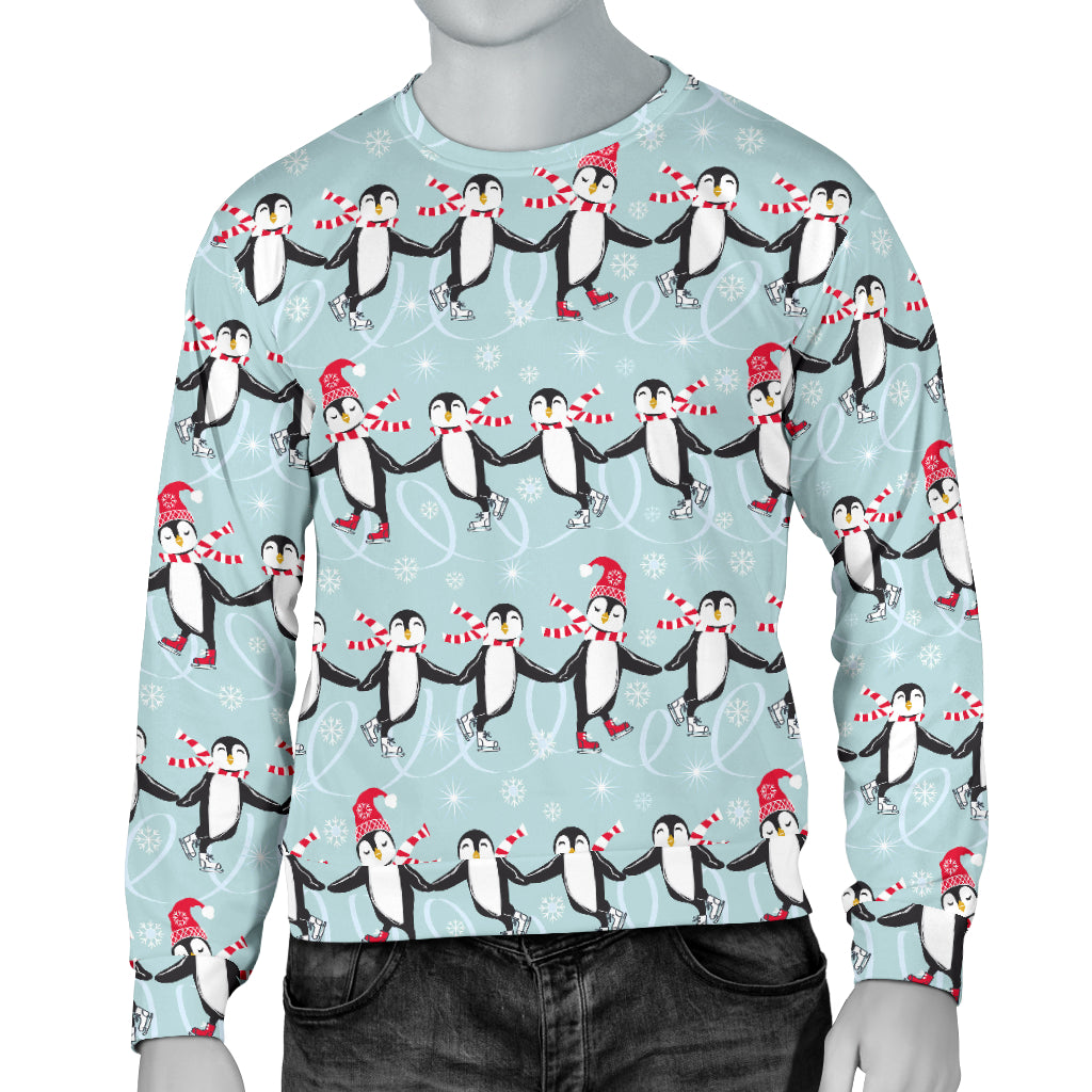 Penguin Sking Design Men Long Sleeve Sweatshirt