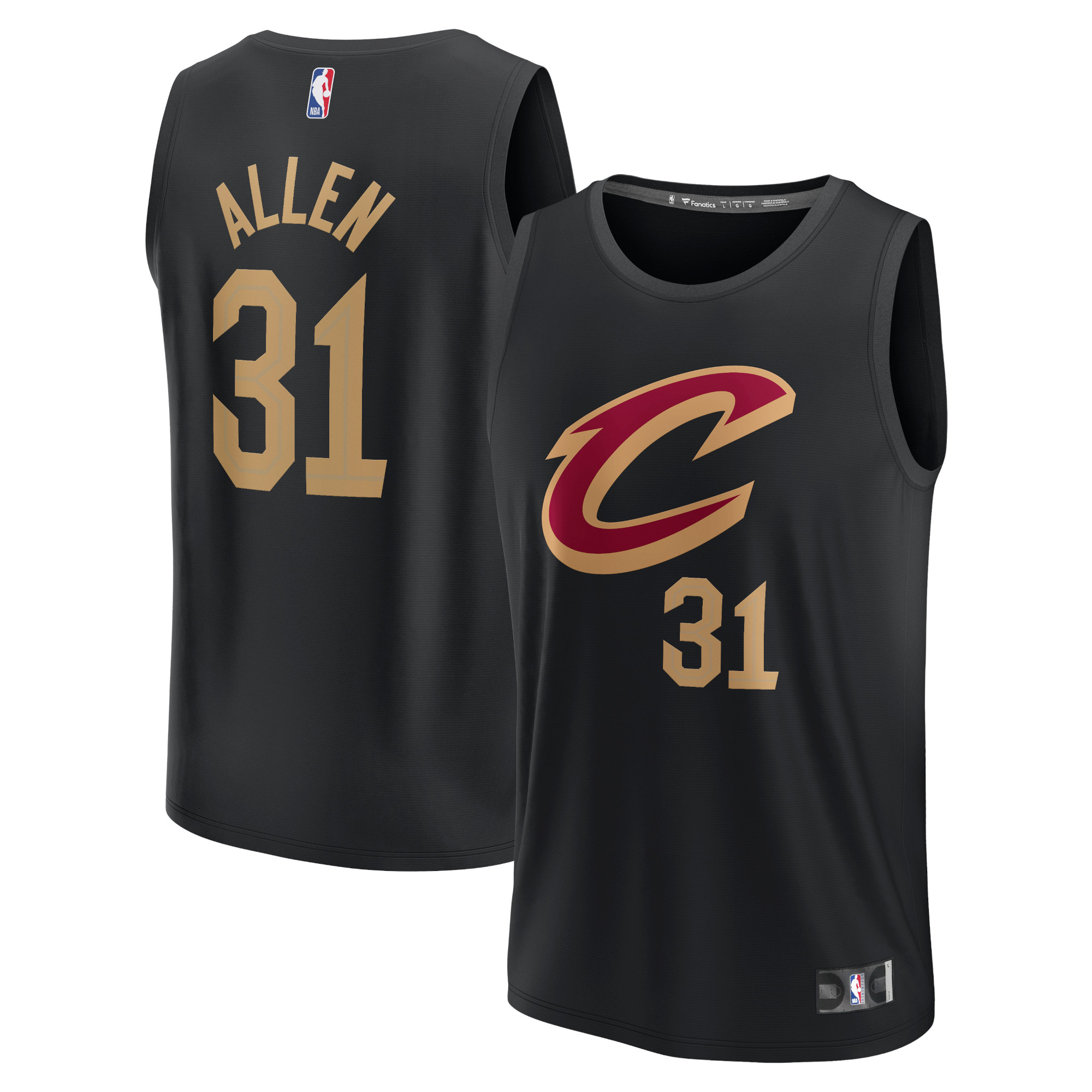 Jarrett Allen Cleveland Cavaliers 2022/23 Fast Break Jersey – Statement Edition – Black