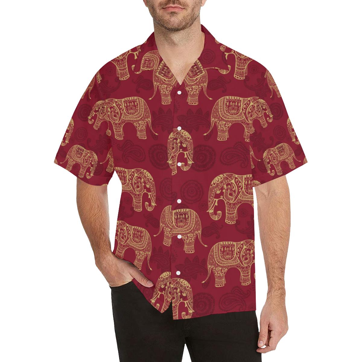 Elephant Tribal Pattern Men’s All Over Print Hawaiian Shirt