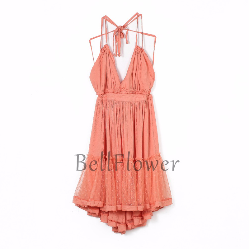 Summer Halter Boho Dress 2022 VERGOODR Women Lace Up Backless Beach Sundress Sexy Ball Gown Hippie Bohemian Tube Dresses Robe alx