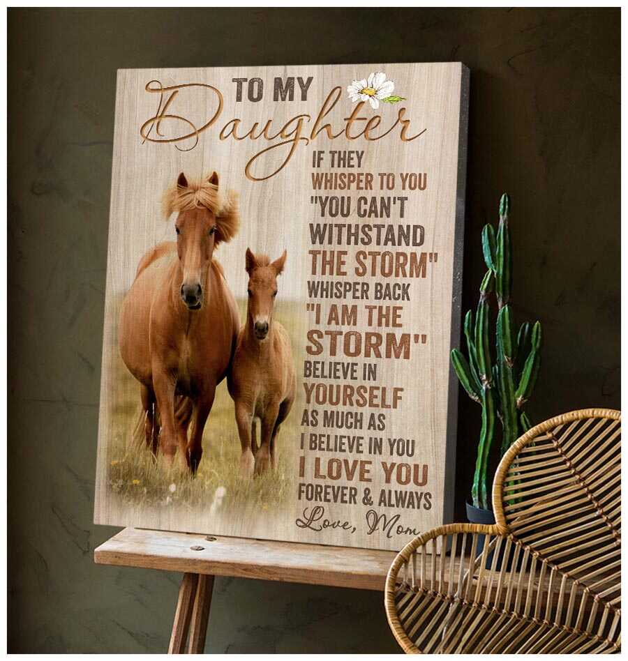 To My Daughter Poster Canvas Horse Lovers Gift For Daughter From Mom, Birthday Gift Decor Home Decor Wall Art Visual Art