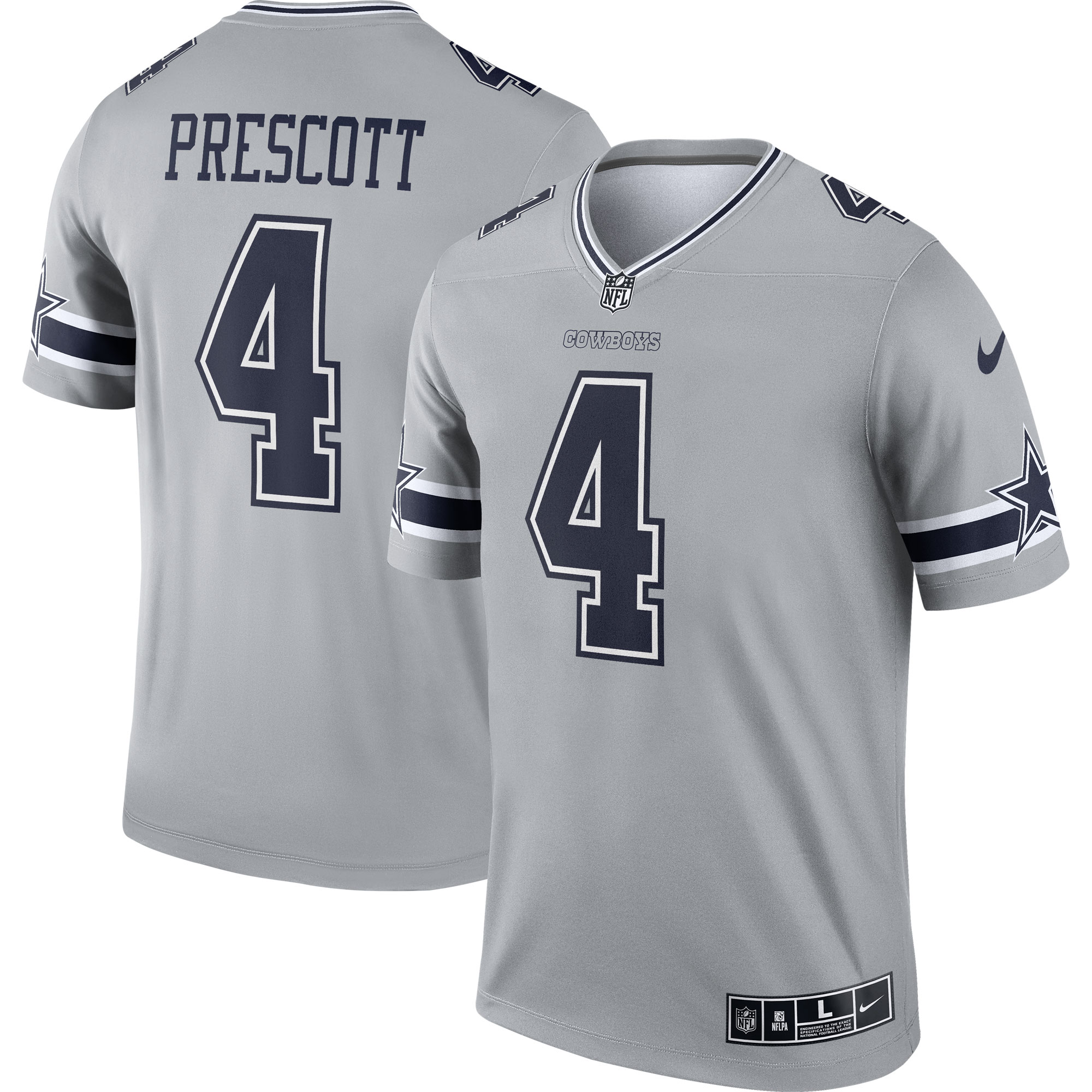 Dak Prescott Dallas Cowboys Inverted Legend Jersey – Gray