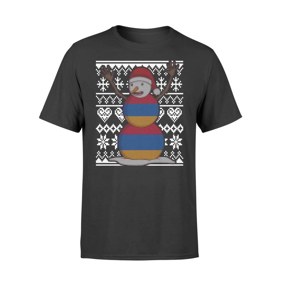 Armenian Ugly Christmas Snowman Flag Of Armenia T-Shirt