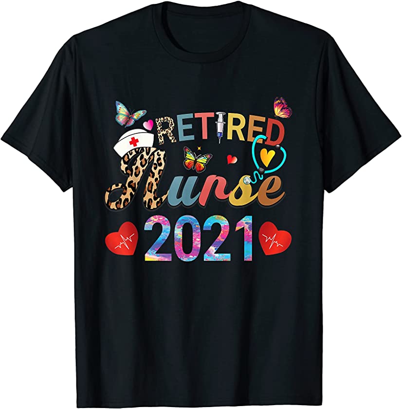 Retirement Gift for Retired Nurse 2021 Nursing Leopard Print T-Shirt