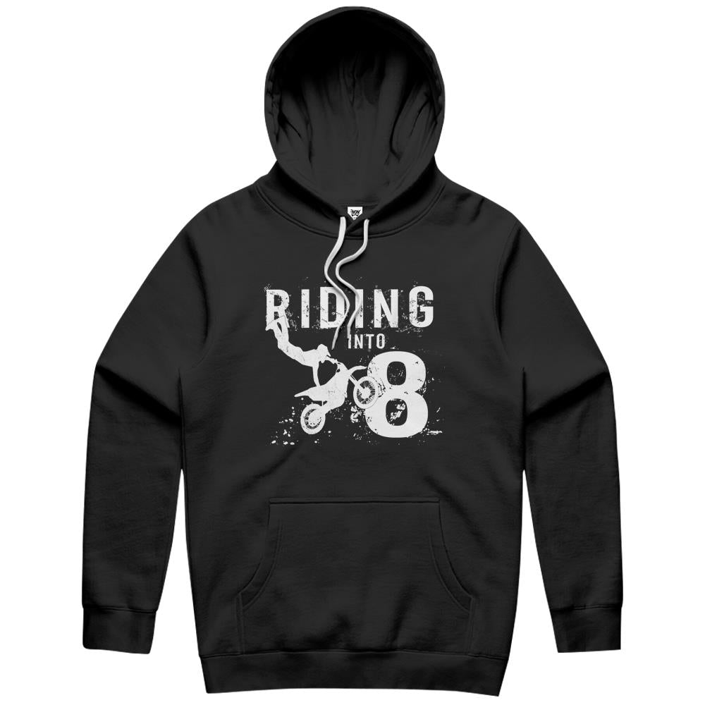 Riding Into 8 Years Old 8Th Birthday Boy Dirt Bike Party Hoodie