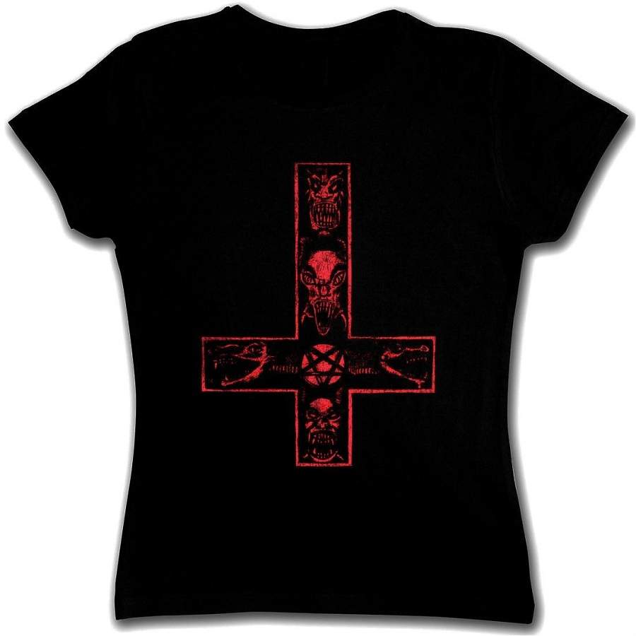 Satanic Cross Woman’S Tops Tees T-Shirt Aleister Satanism