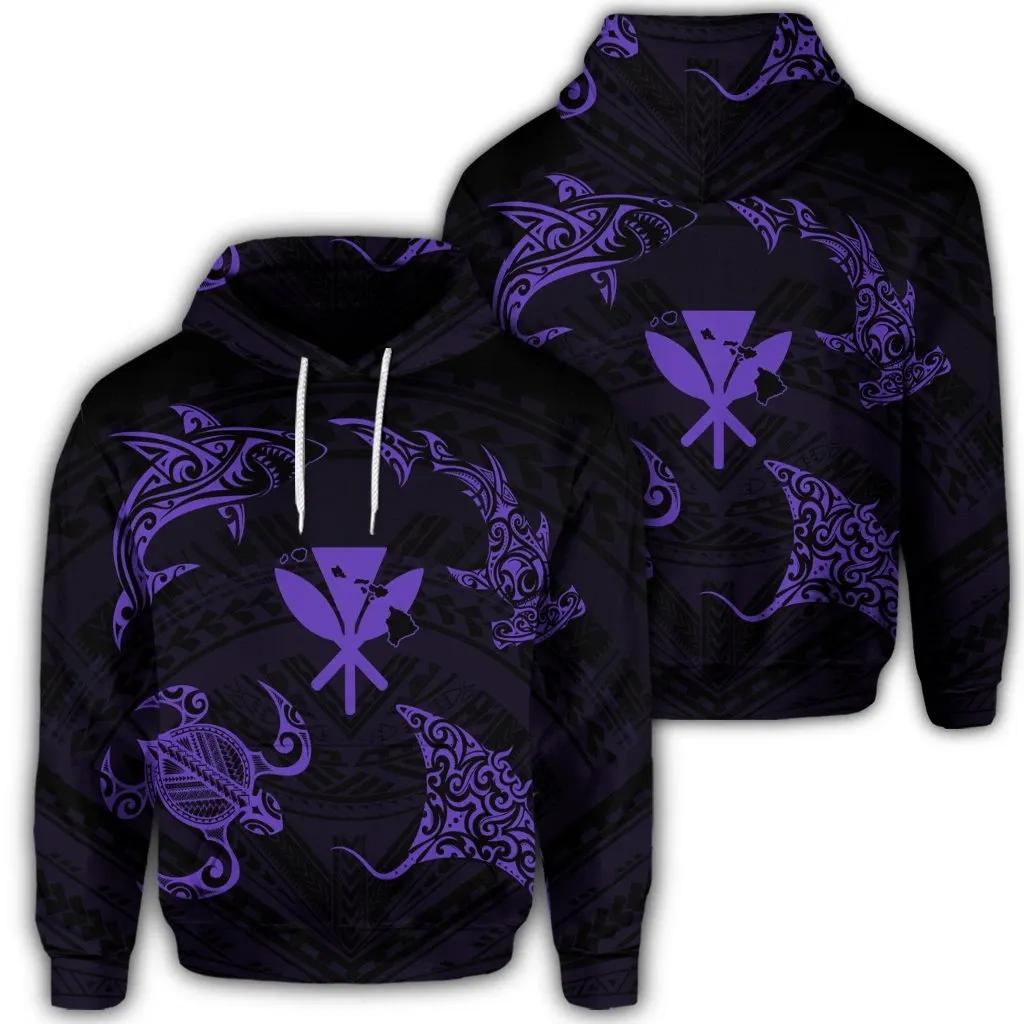 Alohawaii Hoodie – Polynesian Turtle Hammerhead Shark Ray Kanaka Hawaiian Hoodie Circle Purple – Ah – J5R